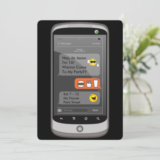 Emoji Smart Phone Texting Funny Kids Birthday M/F Kaart (Staand voorkant)