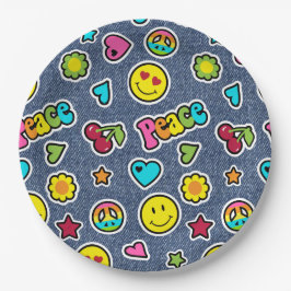 Emoji Smile Denim Girls Birthday Party Borden Papieren Bordje