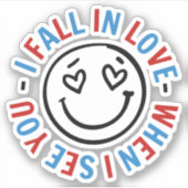 Emoji Sticker, Blue, Red, Love, Cute Smilling Sticker (Voorkant)