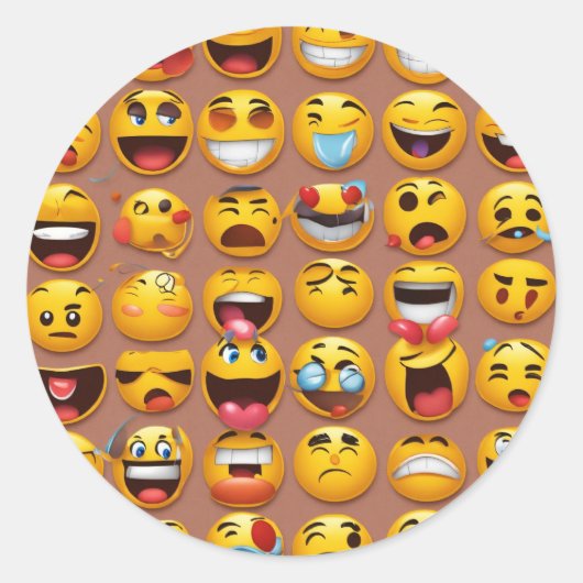 Emoji-stickers Ronde Sticker (Voorkant)