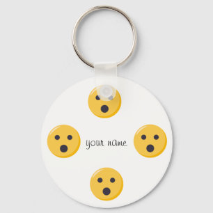 Emoji Surprised Face and '' Jouw naam here " Sleutelhanger