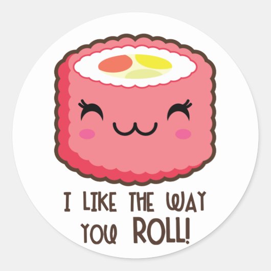 Emoji Sushi Roll Ronde Stickers (Voorkant)