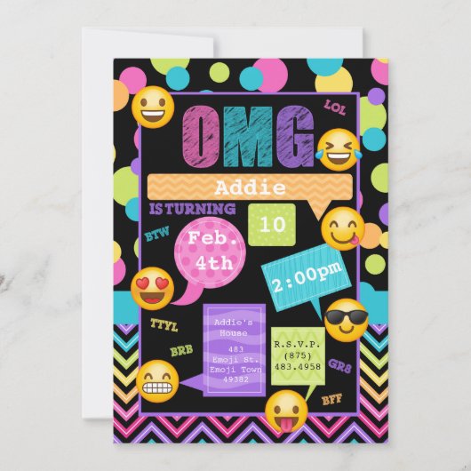 Emoji Texting Birthday Party Invitation Kaart (Voorkant)