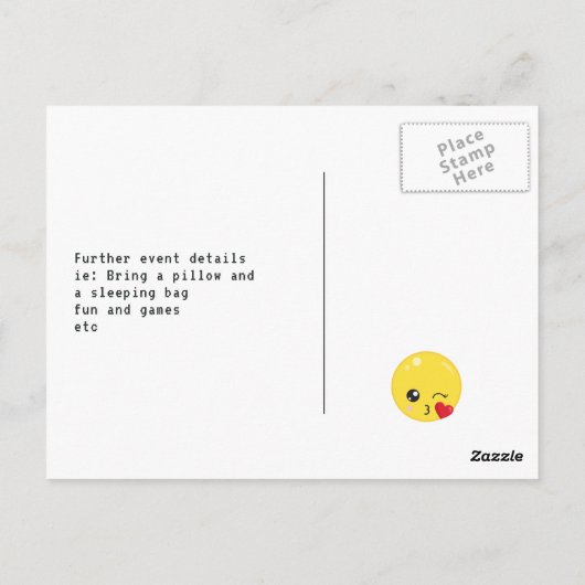 Emoji thema verjaardagsfeestje briefkaart (Achterkant)