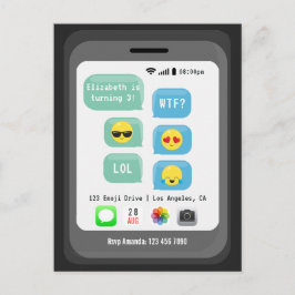 Emoji-thema verjaardagsfeestje briefkaart