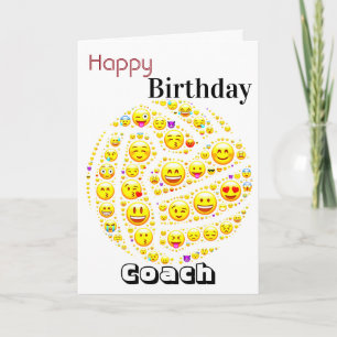 Emoji Theme Gepersonaliseerde Netball Coach Birthd Kaart