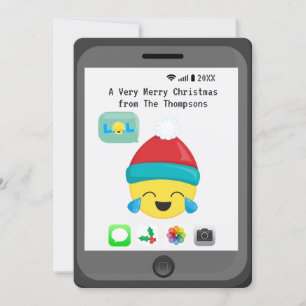 Emoji themed Happy Kerstmis Greetings Feestdagenkaart