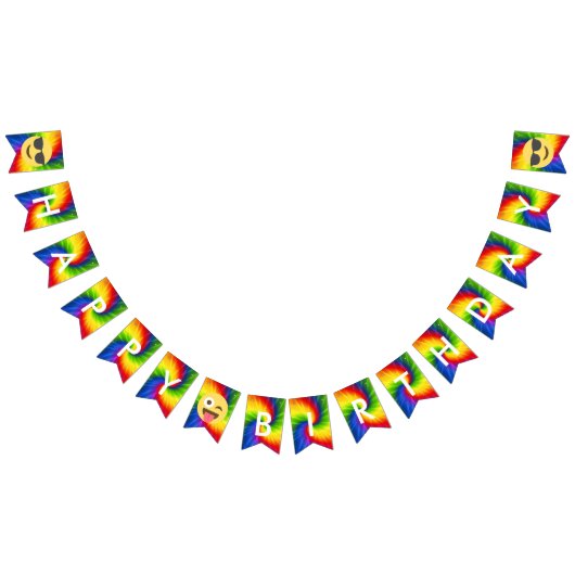 Emoji Tie Dye Birthday Banner (Alle)