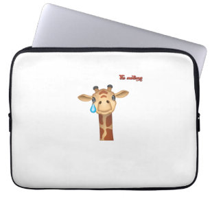 Emoji verdrietig huilen giraffe gezicht laptop sleeve