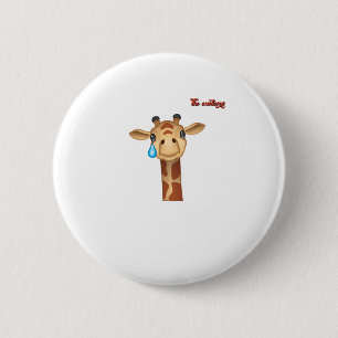 Emoji verdrietig huilen giraffe gezicht ronde button 5,7 cm