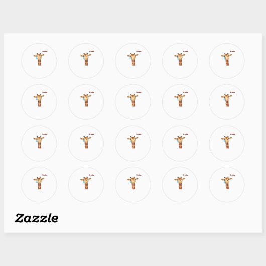 Emoji verdrietig huilen giraffe gezicht ronde sticker (Vel)