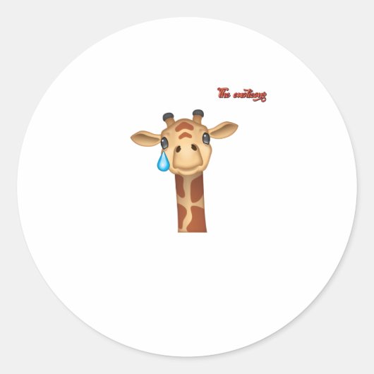 Emoji verdrietig huilen giraffe gezicht ronde sticker (Voorkant)
