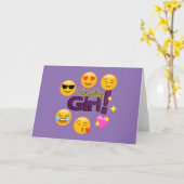 Emoji Verjaardag Meisje Kaart (Gele Bloem)
