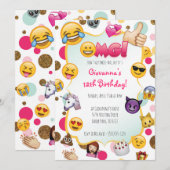 Emoji Verjaardag Uitnodiging - Emoji Thema Uitnodi (Voorkant / Achterkant)