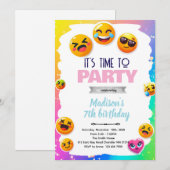 Emoji verjaardagsfeest uitnodiging (Voorkant / Achterkant)