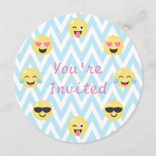 Emoji Verjaardagsfeest Uitnodiging (rond w / envel