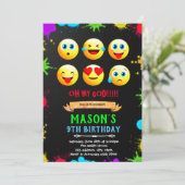 Emoji verjaardagsfeest uitnodigingskaart kaart (Staand voorkant)