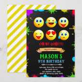 Emoji verjaardagsfeest uitnodigingskaart kaart (Voorkant / Achterkant)