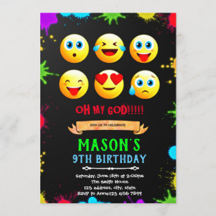 Emoji verjaardagsfeest uitnodigingskaart kaart
