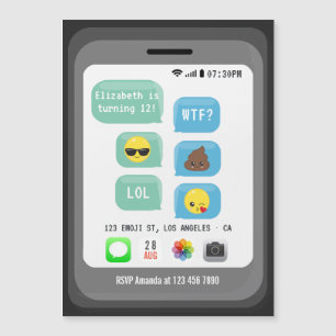 Emoji Verjaardagsfeestje Magnetische Uitnodiging