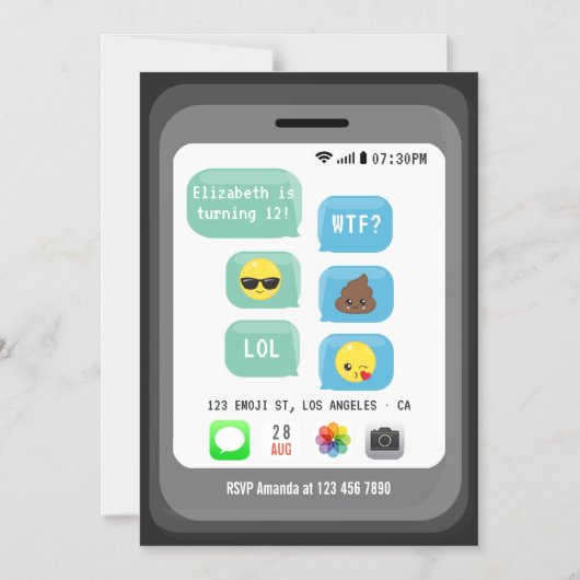 Emoji Verjaardagsfeestje Magnetische Uitnodiging (Voorkant)