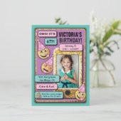 Emoji verjaardagsfeestje sms uitnodiging (Staand voorkant)