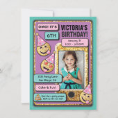 Emoji verjaardagsfeestje sms uitnodiging (Voorkant)