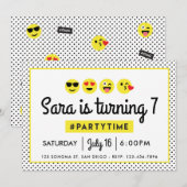 Emoji verjaardagsfeestje uitnodiging (Voorkant / Achterkant)