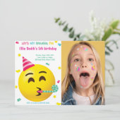Emoji Verjaardagsfoto Uitnodiging (Staand voorkant)