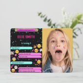 Emoji verjaardagsfoto uitnodiging (Staand voorkant)