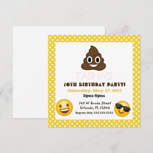 Emoji verjaardagsuitnodiging kaart (Voorkant / Achterkant)