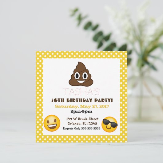 Emoji verjaardagsuitnodiging kaart (Staand voorkant)