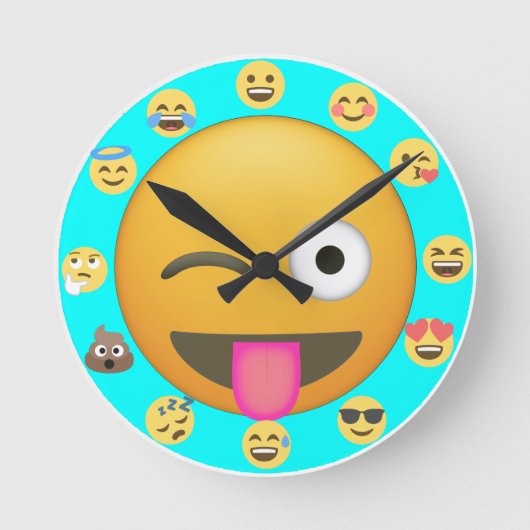 Emoji verschillende gezichten voor aantallen Kinde Ronde Klok (Voorkant)