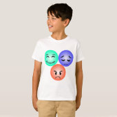 Emoji voelt zich gelukkig, verdrietig en kwaad met t-shirt (Voorkant volledig)