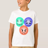 Emoji voelt zich gelukkig, verdrietig en kwaad met t-shirt (Voorkant)
