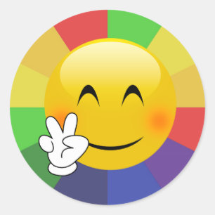 Emoji Vredesteken Rainbow Burst Stickers