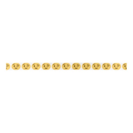 Emoji Wink Satijnen Lint (Voorkant)