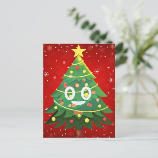 Emoji Xmas Tree Design Feestdagenkaart (Staand voorkant)