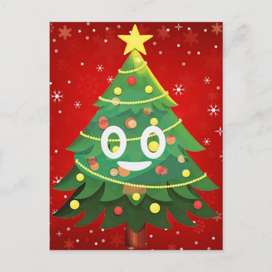 Emoji Xmas Tree Design Feestdagenkaart (Voorkant)