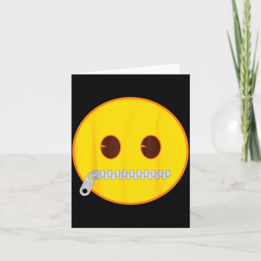 Emoji Zip Zipper Mouth Yellow Smile Face  Kaart (Voorkant)