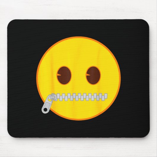 Emoji Zip Zipper Mouth Yellow Smile Face Muismat (Voorkant)