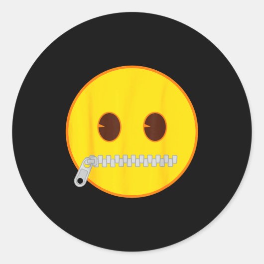 Emoji Zip Zipper Mouth Yellow Smile Face  Ronde Sticker (Voorkant)