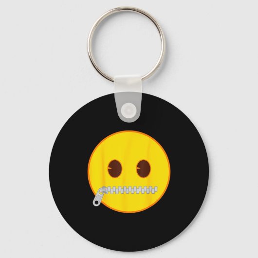 Emoji Zip Zipper Mouth Yellow Smile Face Sleutelhanger (Voorkant)