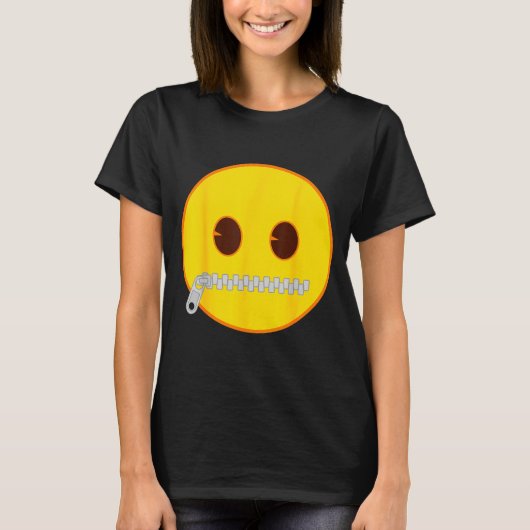 Emoji Zip Zipper Mouth Yellow Smile Face  T-shirt (Voorkant)