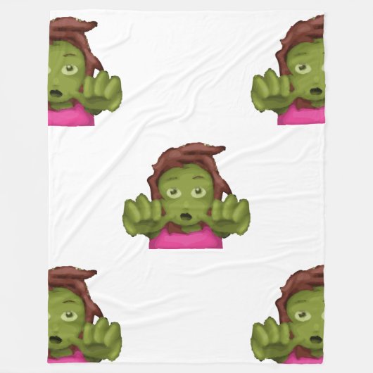 emoji zombie vrouw deken (Voorkant)
