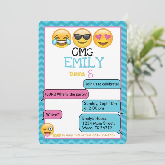 Emojis Birthday Party - Uitnodiging (Staand voorkant)