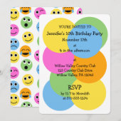 Emojis Emoticons Kleurrijke Cirkels Custom Party Kaart (Voorkant / Achterkant)