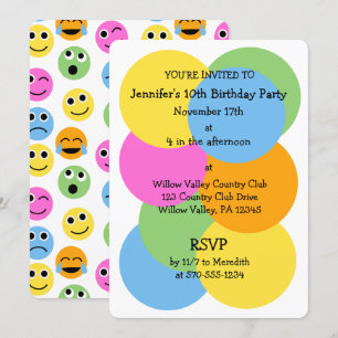 Emojis Emoticons Kleurrijke Cirkels Custom Party Kaart