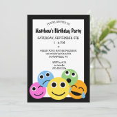 Emojis Emoticons Uitnodiging voor verjaardagsfeest (Staand voorkant)