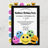 Emojis Emoticons Uitnodiging voor verjaardagsfeest (Voorkant / Achterkant)